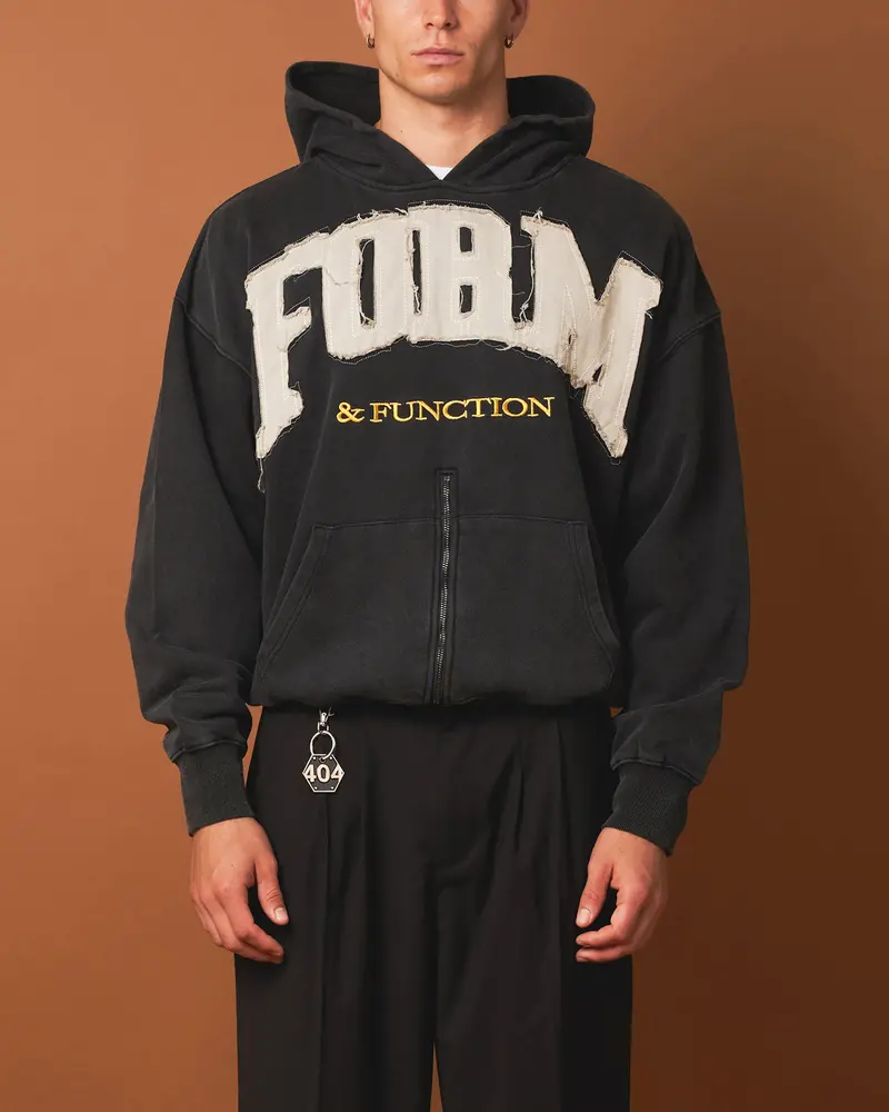 404 Bottom Zip Form Hoodie Washed Charcoal 1