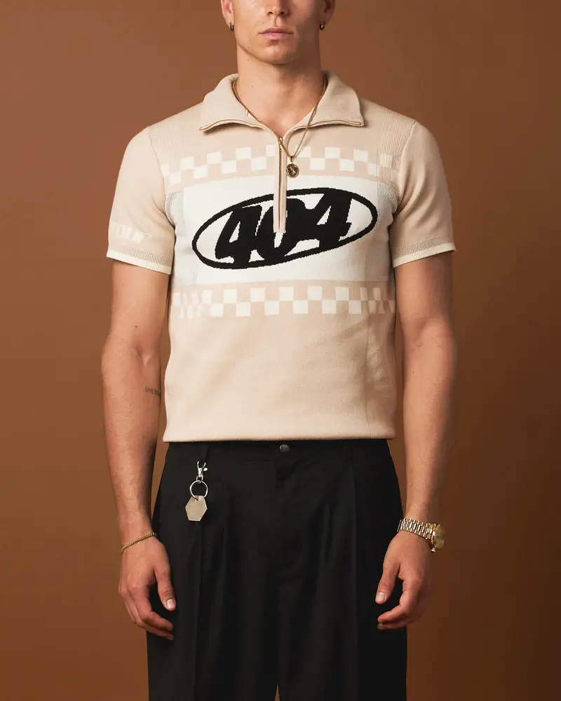 404 Knit Cycling Polo Shirt Tan 1