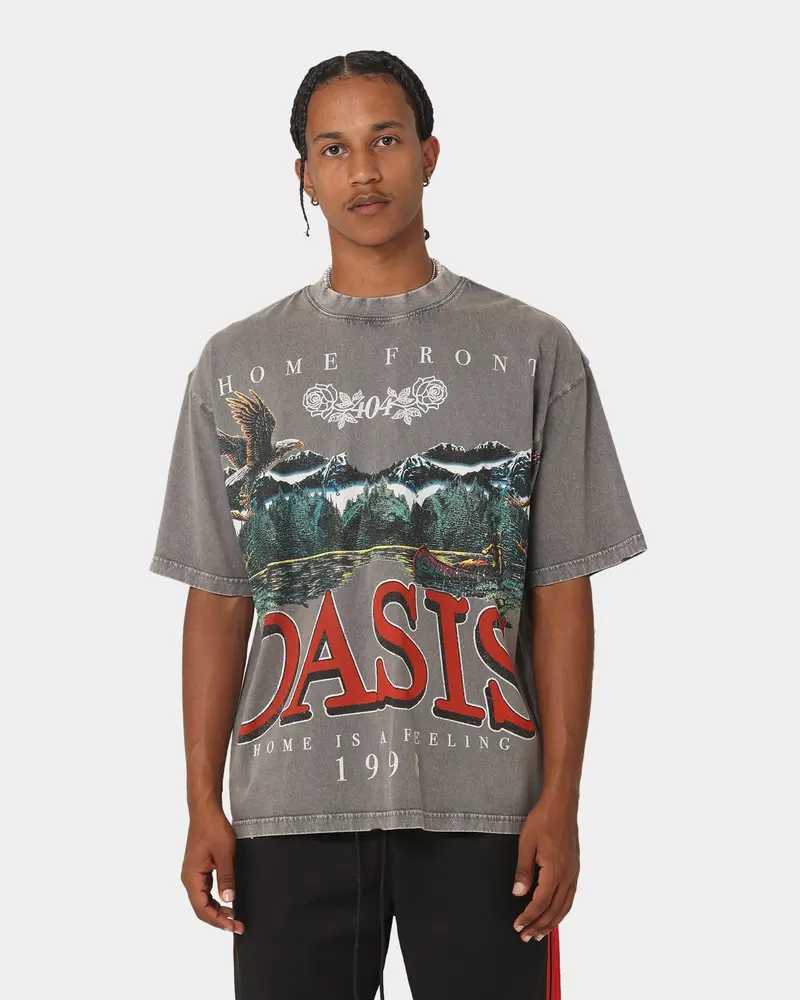 404 Oasis Vintage T-Shirt Charcoal 1