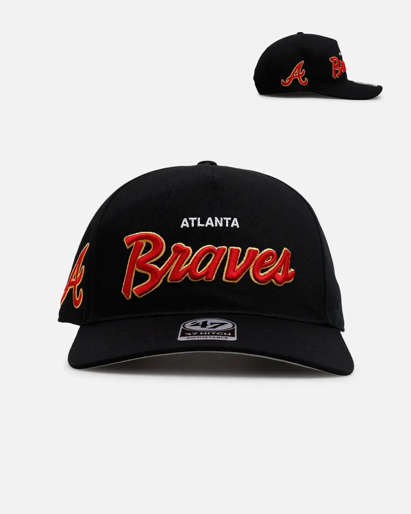 47 Brand Atlanta Braves 'Black Dome Script' 47 Hitch Snapback Black 1