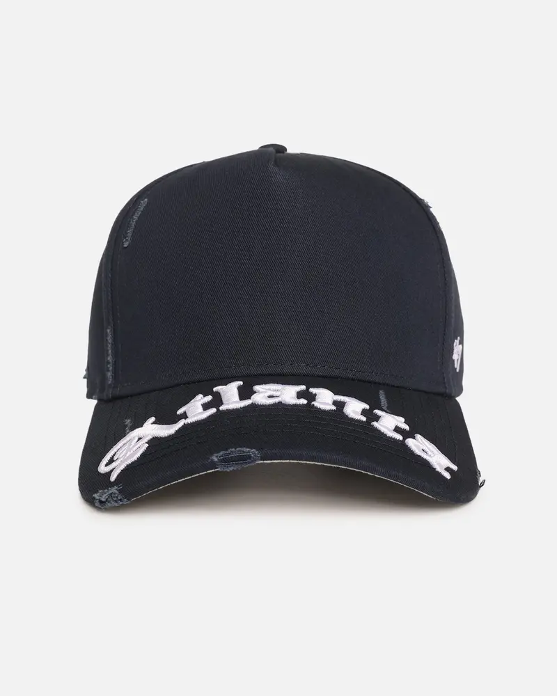 47 Brand Atlanta Braves 'Destruct Gothic Visor' 47 Offside Strapback Natural/Navy 1