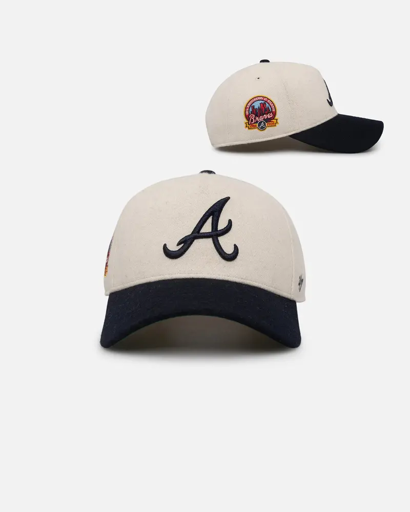 47 Brand Atlanta Braves Wooly Sure Shot Offside Dt Snapback Natural/Navy 1