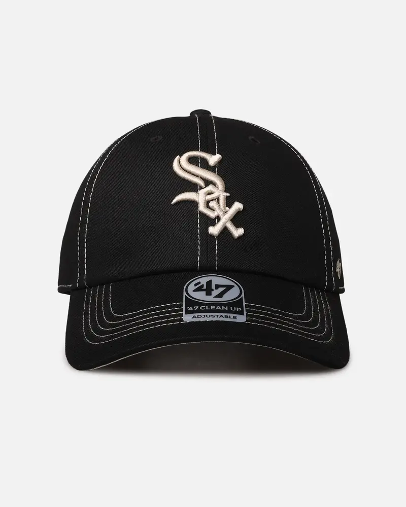 47 Brand Chicago White Sox 'Contrast Stitch' 47 Clean Up Strapback Black/Bone 1