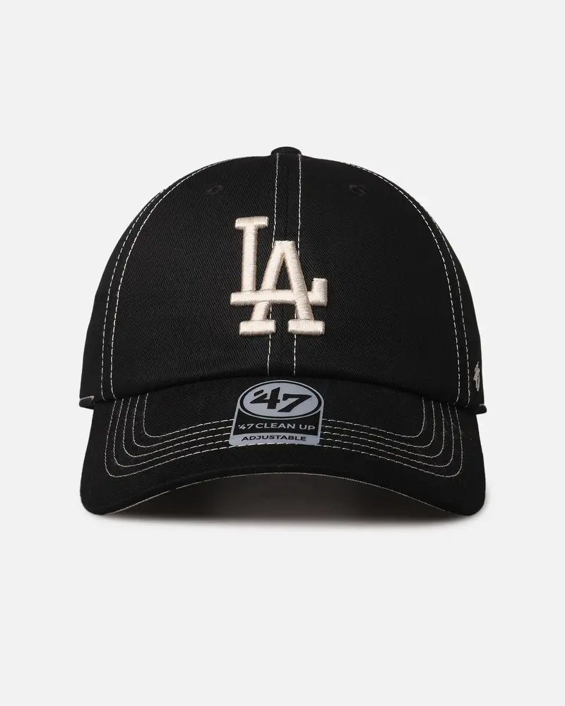 47 Brand Los Angeles Dodgers 'Contrast Stitch' 47 Clean Up Strapback Black/Bone 1