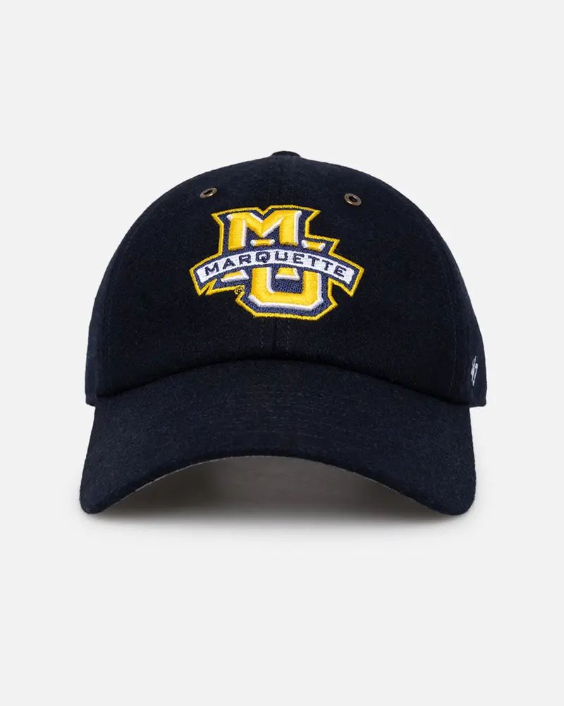 47 Brand Marquette Golden Eagles Wooly Clean Up Strapback Navy 1