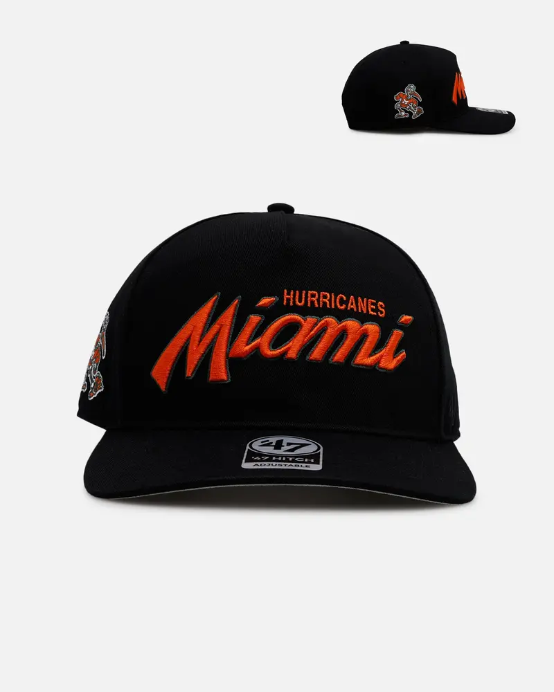 47 Brand Miami Hurricanes 'Black Dome Script' 47 Hitch Snapback Black 1