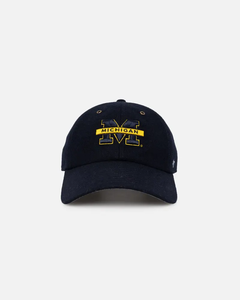 47 Brand Michigan Wolverines Wooly Clean Up Strapback Navy 1