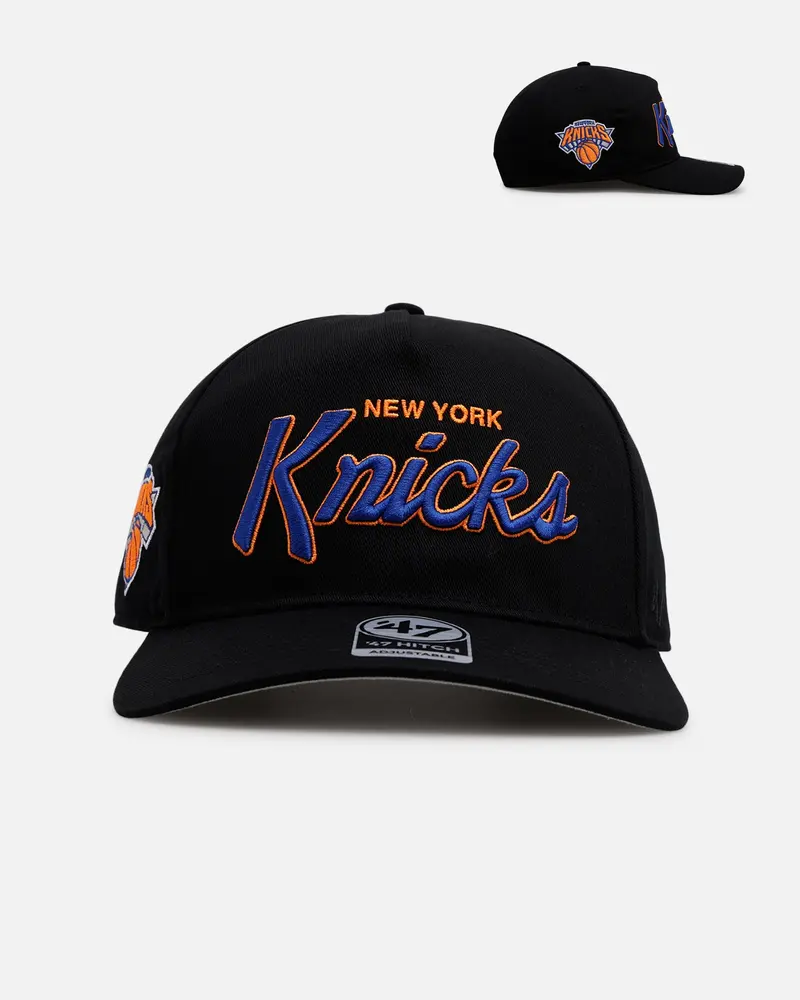 47 Brand New York Knicks 'Black Dome Script' 47 Hitch Snapback Black 1