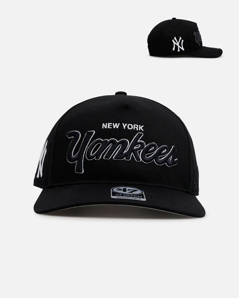 47 Brand New York Yankees 'Black Dome Script' 47 Hitch Snapback Black 1