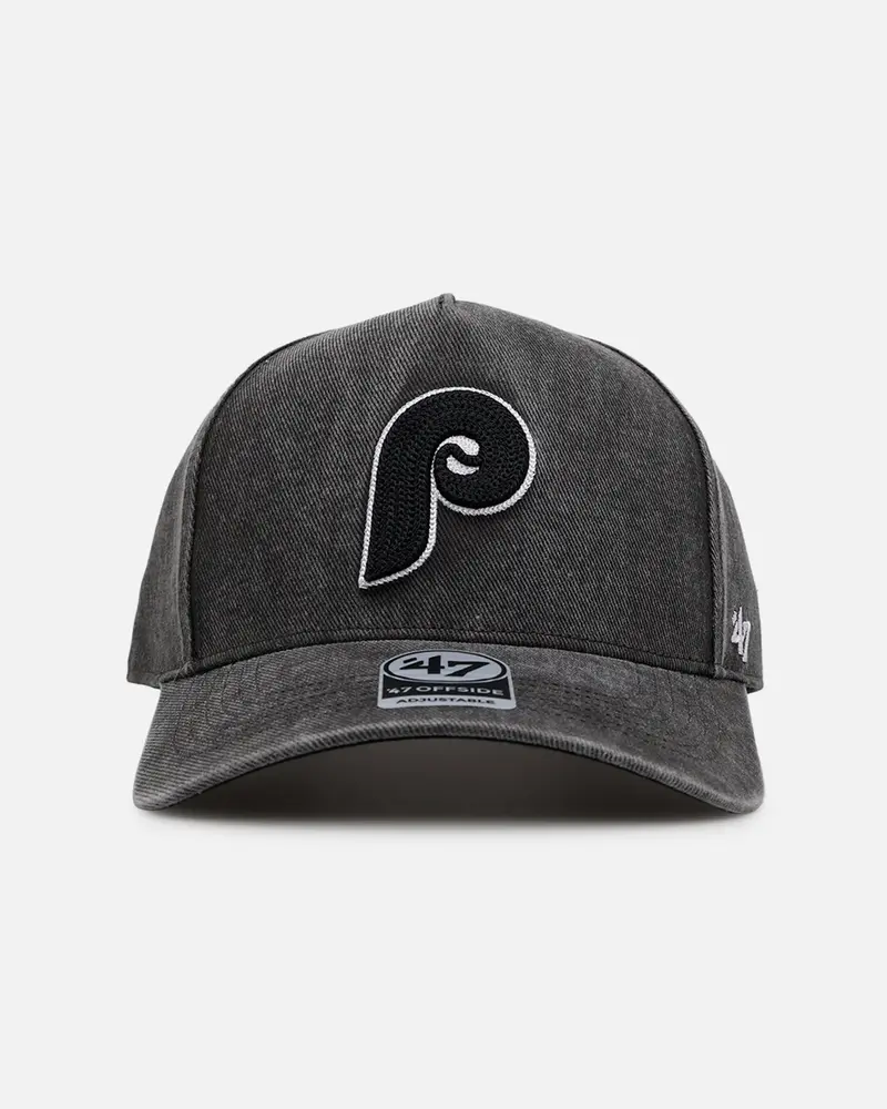 47 Brand Philadelphia Phillies 'Washed Black' Offside Dt Snapback Washed Black 1