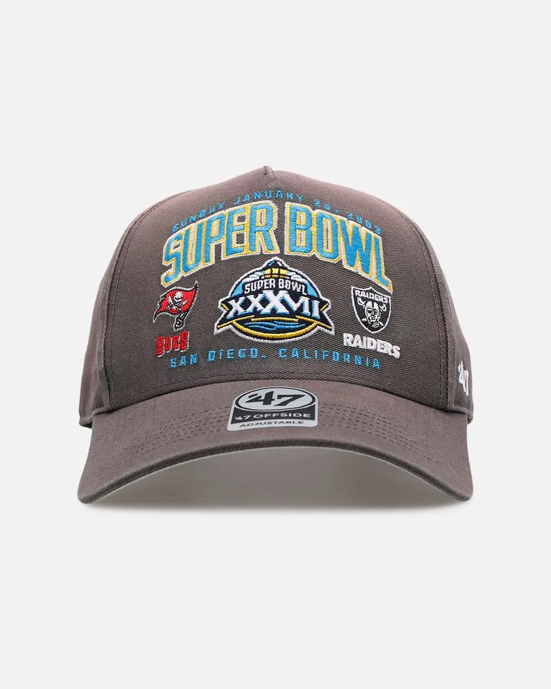 47 Brand Tampa Bay Buccaneers Vs Las Vegas Raiders 'Vintage Super Bowl' Xxxvii '47 Offside Strapback Charcoal 1