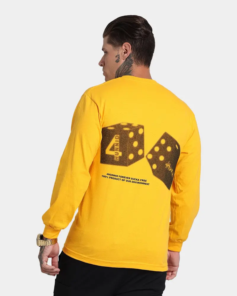 4Hunnid Roll The Dice Long Sleeve T-Shirt Mustard 1