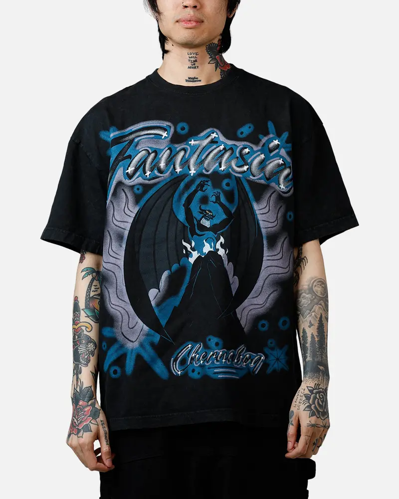 73Studio Disney Fantasia Chernabog Airbrush T-Shirt Black Acidwash 1