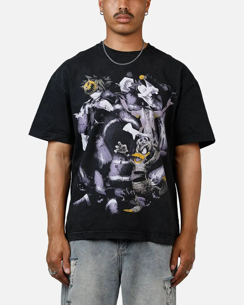 73Studio Disney Kingdom Hearts Halloween Town Heavyweight T-Shirt Black Acidwash 1