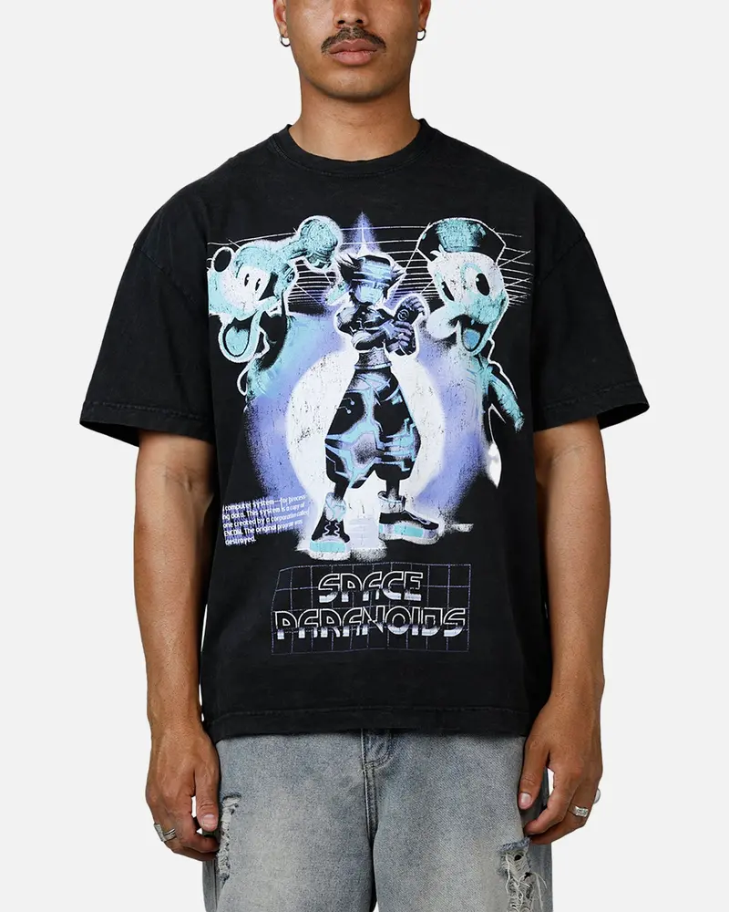 73Studio Disney Kingdom Hearts Space Paranoids Heavyweight T-Shirt Black Acidwash 1