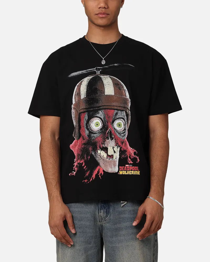 73Studio Marvel Deadpool Headpool Vintage T-Shirt Black Acidwash 1