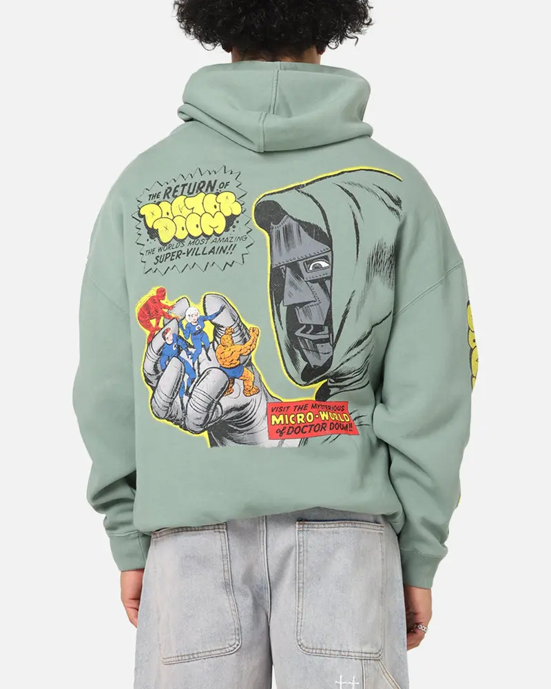 73Studio Marvel Fantastic Four Doctor Doom Villain Hoodie Washed Green 1