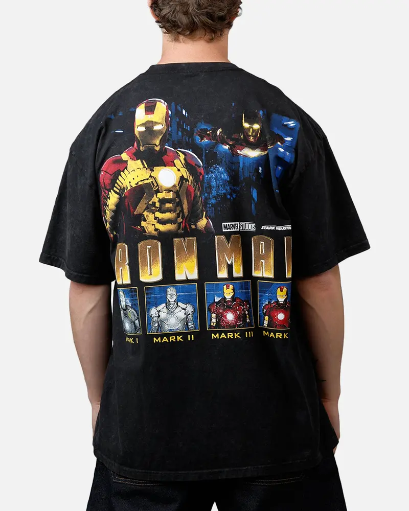 73Studio Marvel Iron Man T-Shirt Black Acidwash 1