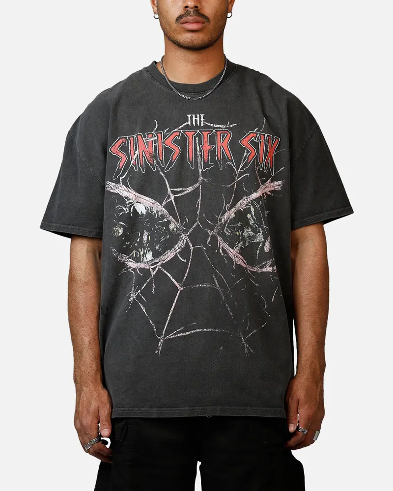 73Studio Marvel Sinister Six Through The Eyes Heavyweight T-Shirt Black Wash 1