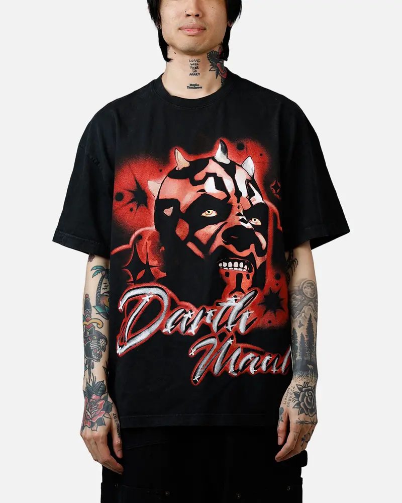 73Studio Star Wars Darth Maul Airbrush T-Shirt Black Acidwash 1