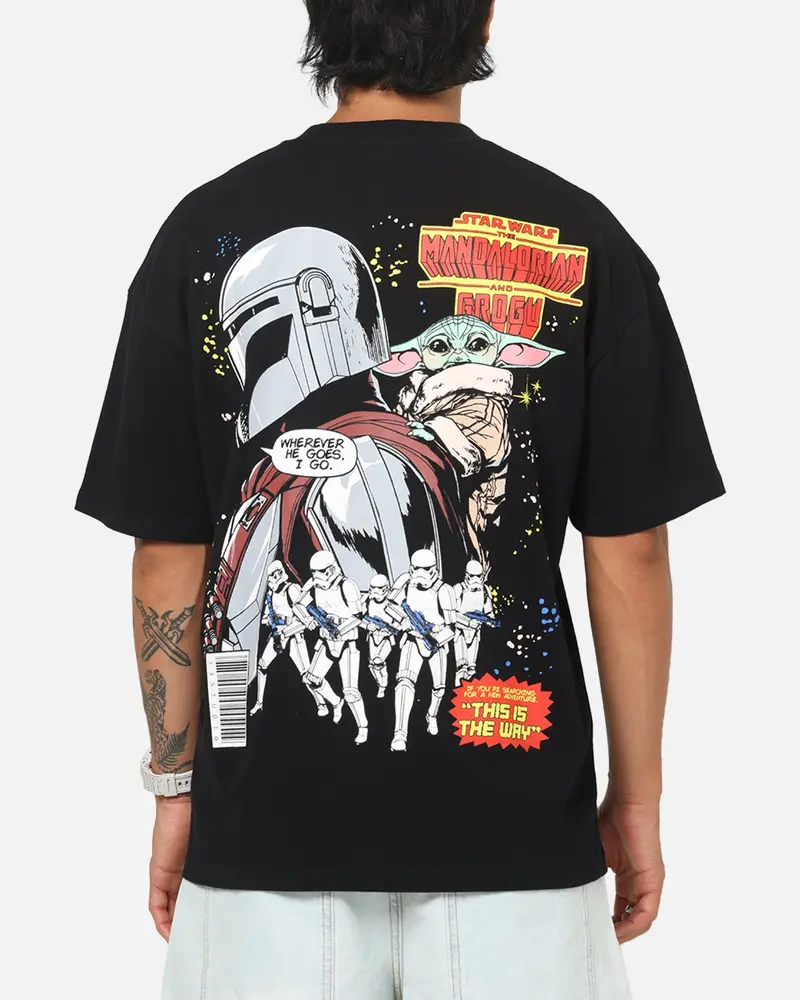 73Studio Star Wars Mando And Grogu Comic T-Shirt Black 1