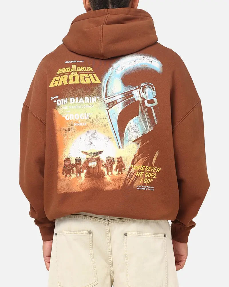 73Studio Star Wars Mandolorian Poster Hoodie Washed Brown 1