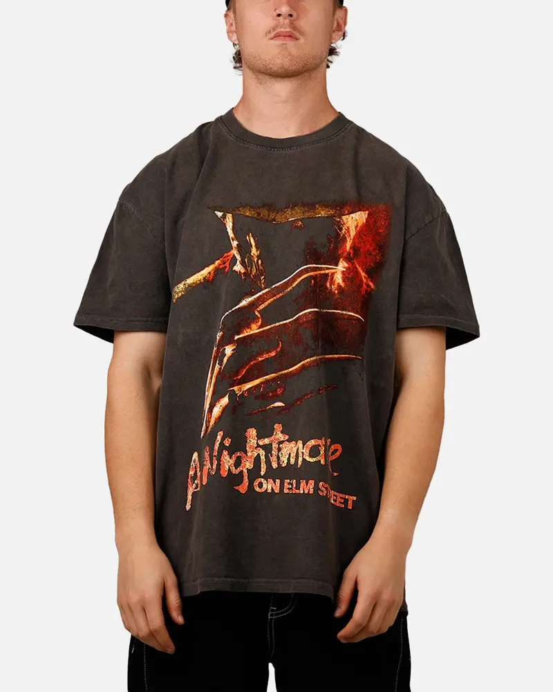 73Studio X A Nightmare On Elm Street 'Horror Classics' Claw Heavyweight T-Shirt Black Wash 1