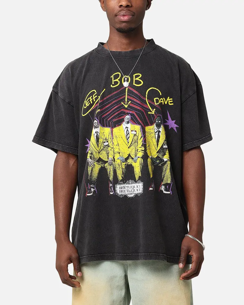 73Studio X Beetlejuice Jeff Bob Dave Vintage T-Shirt Black Acidwash 1