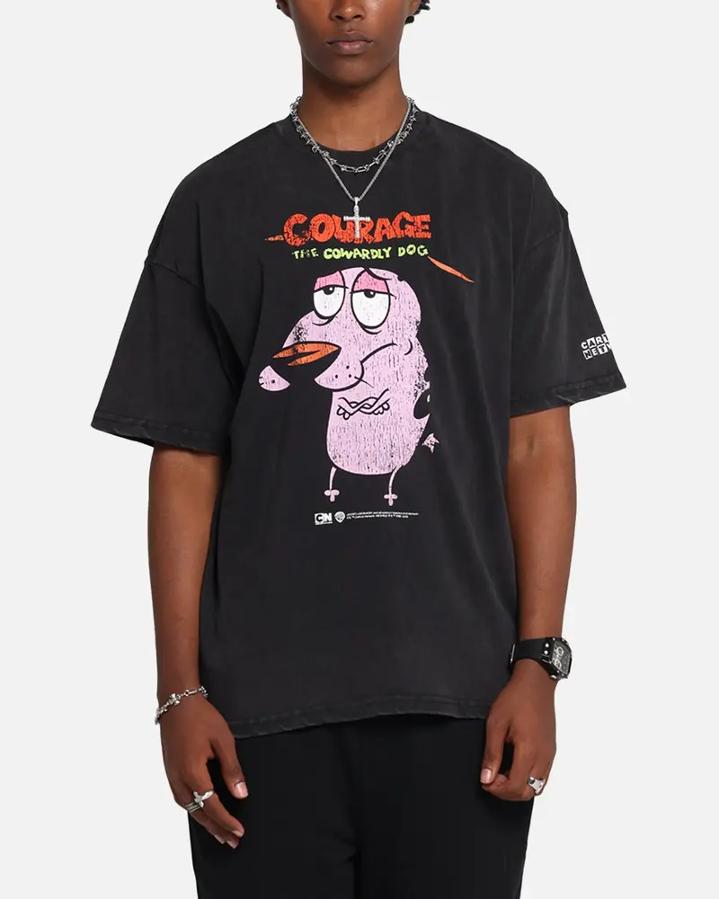 73Studio X Cartoon Network Courage The Cowardly Dog Grail Vintage T-Shirt Black Acidwash 1