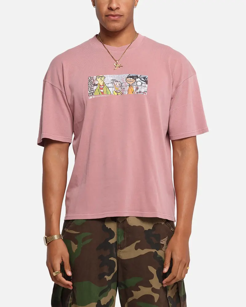 73Studio X Cartoon Network Ed Edd N Eddy Box Logo Vintage T-Shirt Coral 2