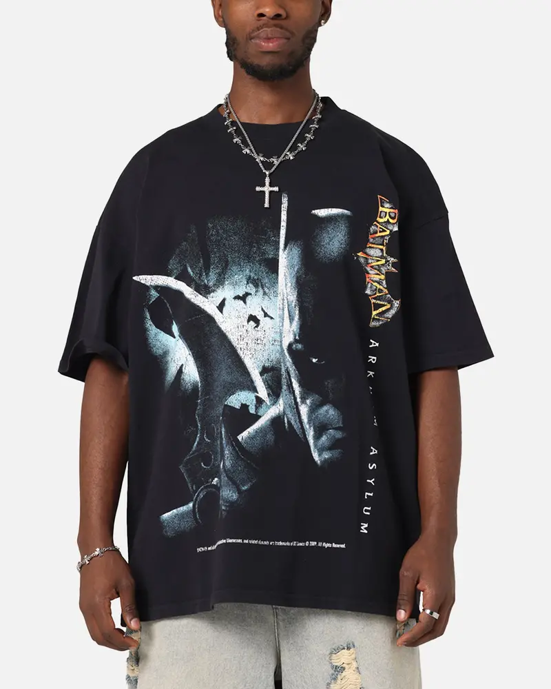 73Studio X Dc Batman Arkham Asylum Vintage T-Shirt Black Acidwash 1