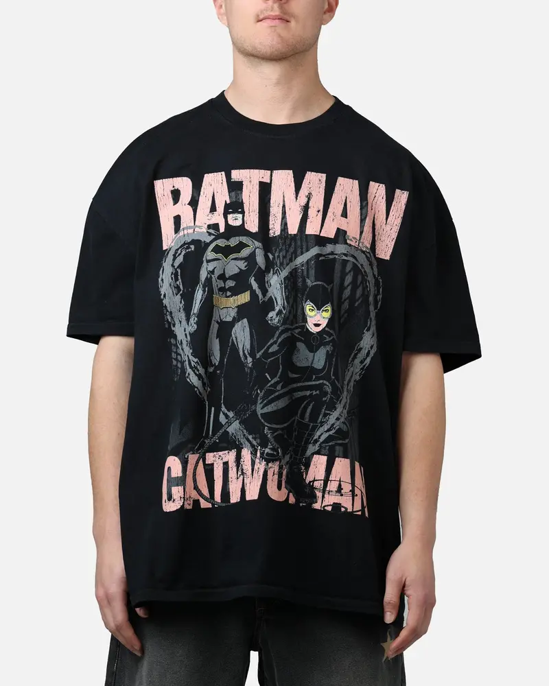 73Studio X Dc Batman Batman & Catwomen Heavyweight T-Shirt Black 1