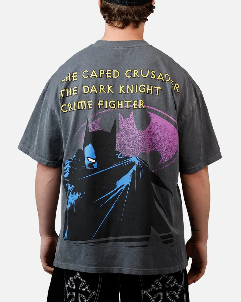 73Studio X Dc Batman Caped Crusader T-Shirt Washed Charcoal 1
