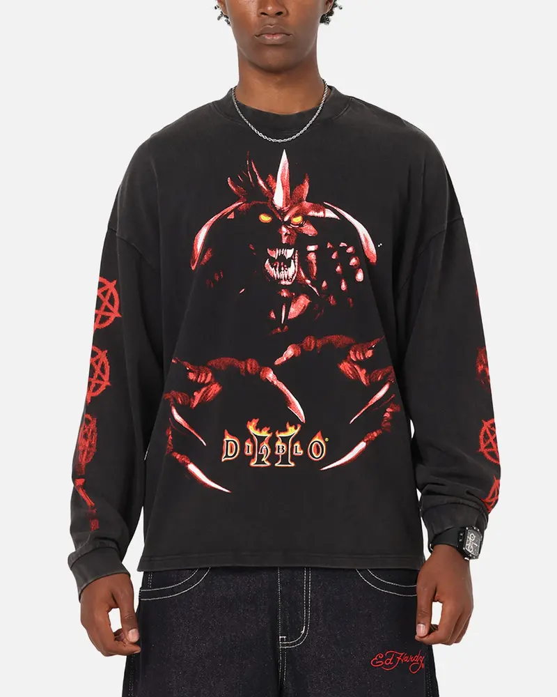 73Studio X Diablo Halloween Evil Is Coming Back Long Sleeve T-Shirt Vintage Black 1