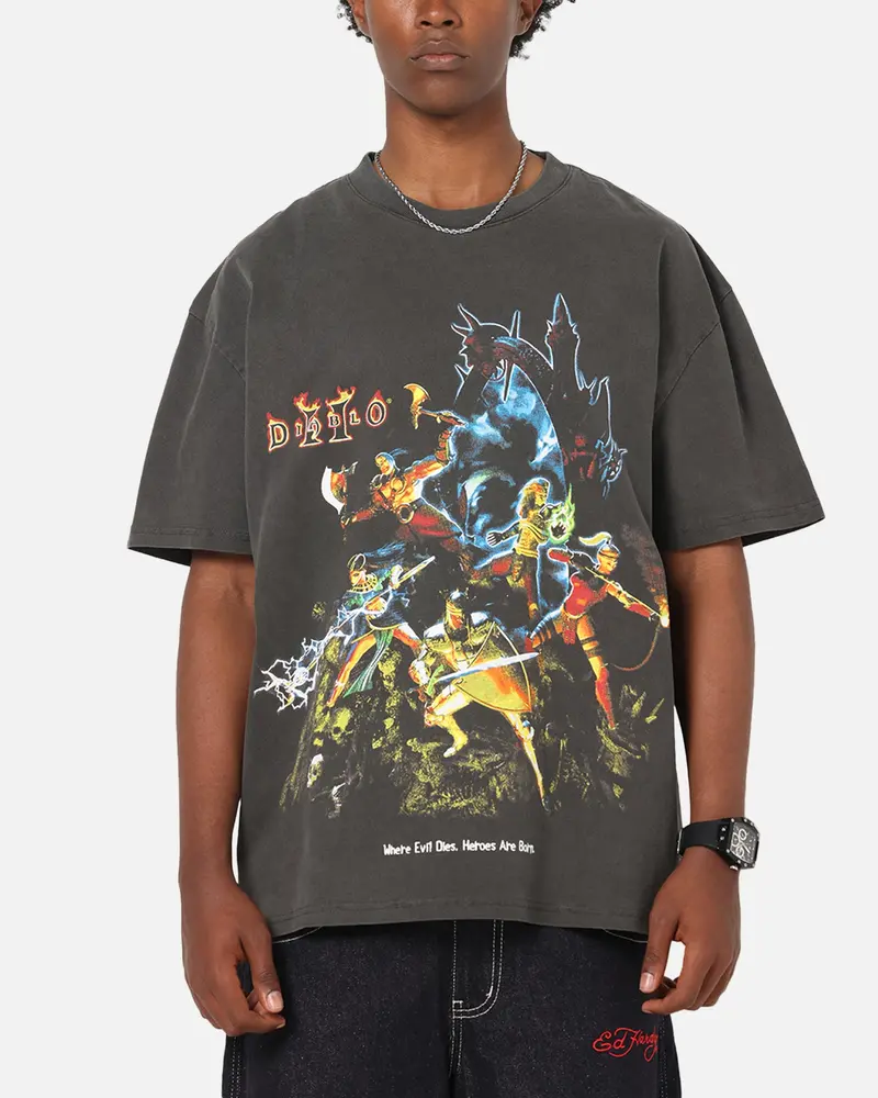 73Studio X Diablo Halloween Heroes Are Born Heavyweight T-Shirt Black Wash 1