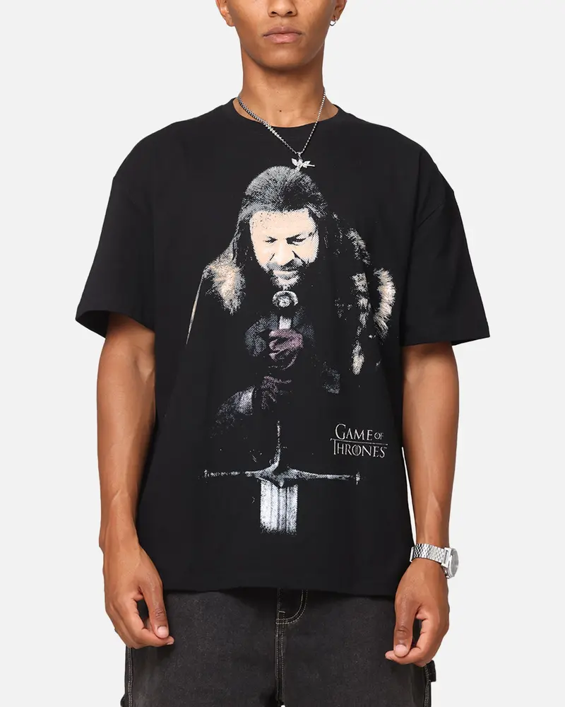 73Studio X Game Of Thrones Ned Stark Vintage T-Shirt Black Acidwash 1