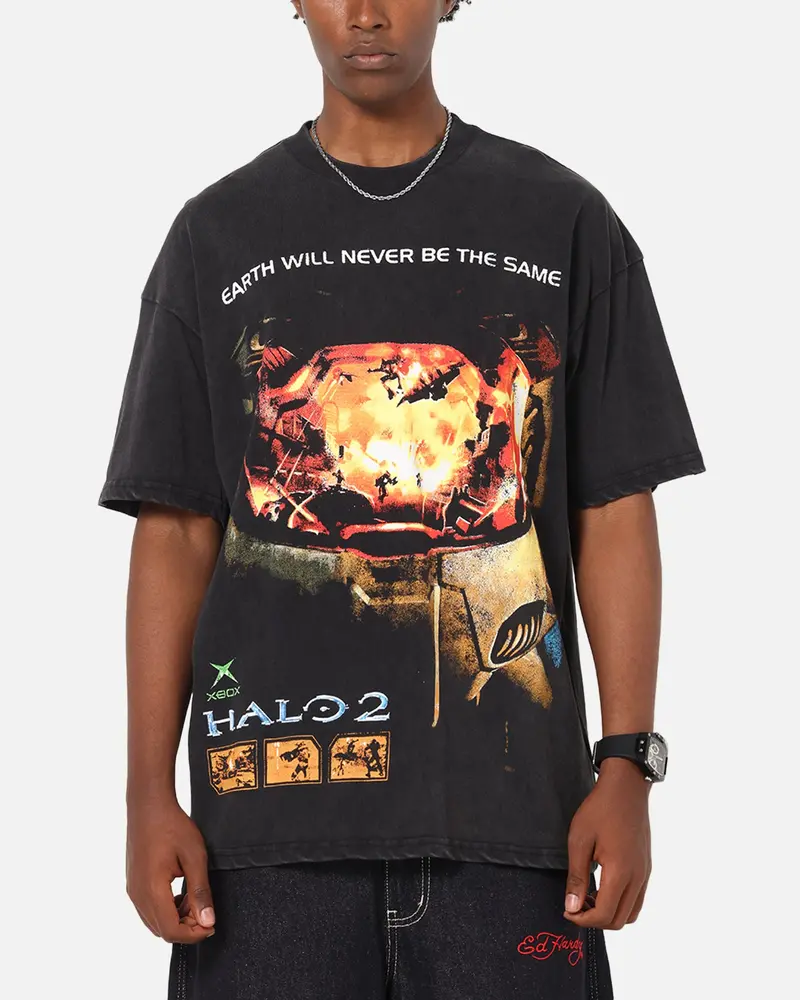 73Studio X Halo Halo 2 Masterchief Vintage T-Shirt Black Acidwash 1