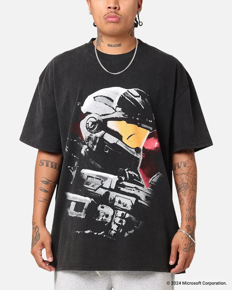 73Studio X Halo Halo Reach Vintage T-Shirt Black Acidwash 1