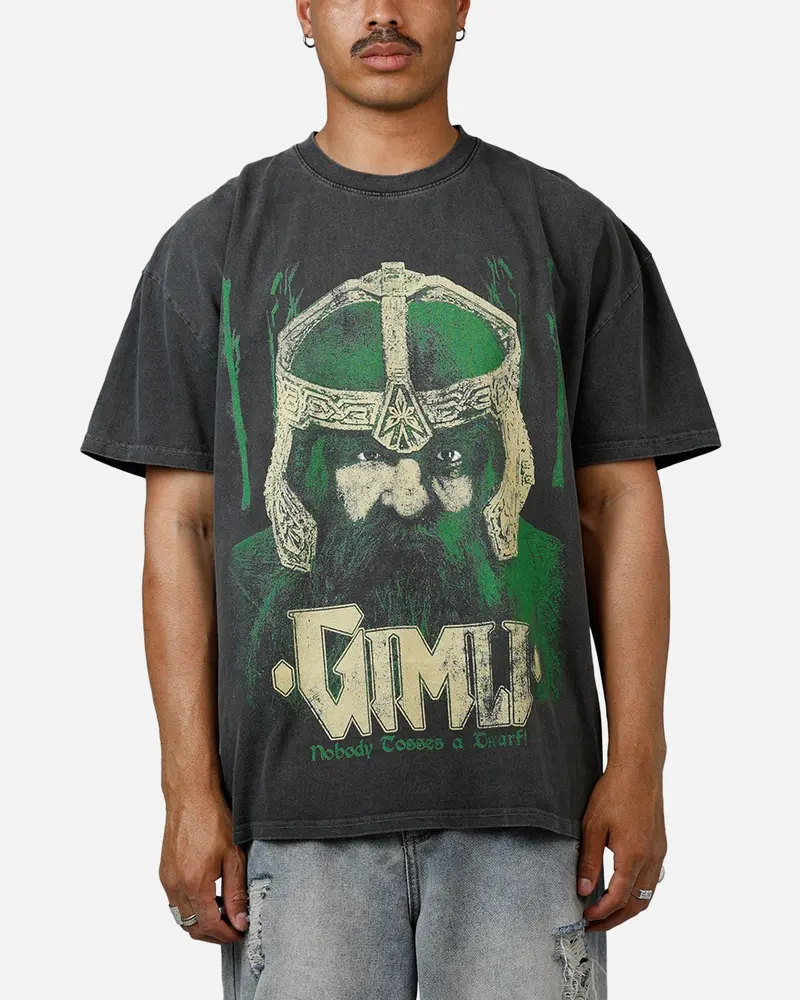 73Studio X Lord Of The Rings Gimli Toss Heavyweight T-Shirt Black Wash 1
