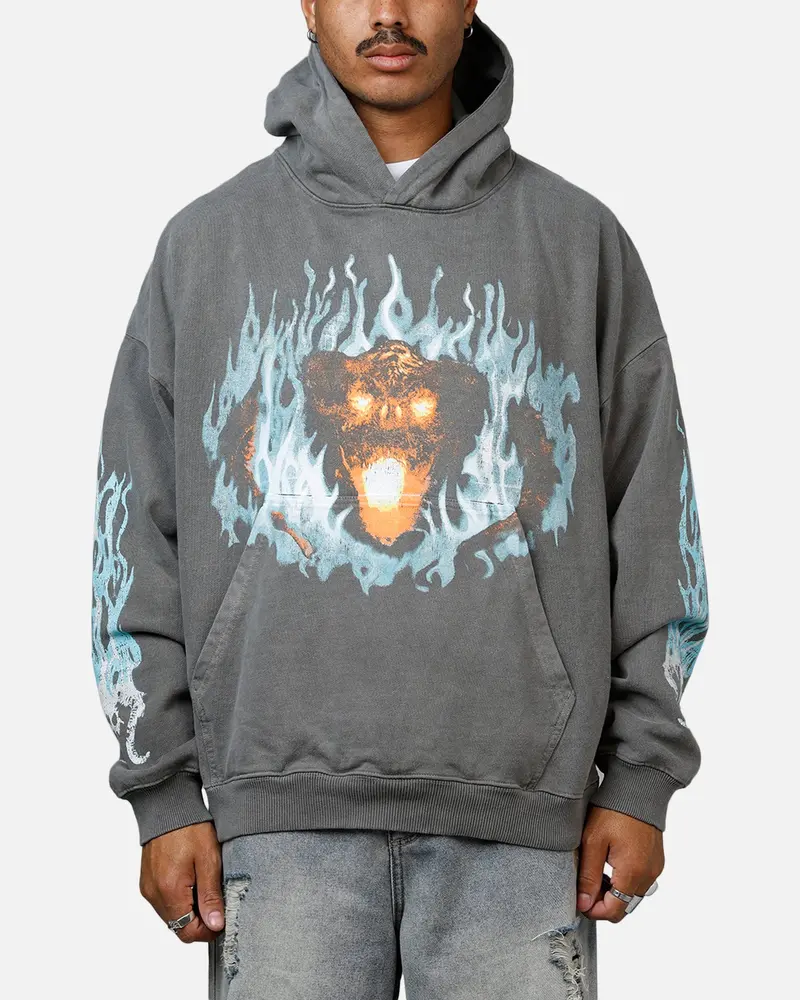 73Studio X Lord Of The Rings The Balrog Premium Hoodie Washed Charcoal 1