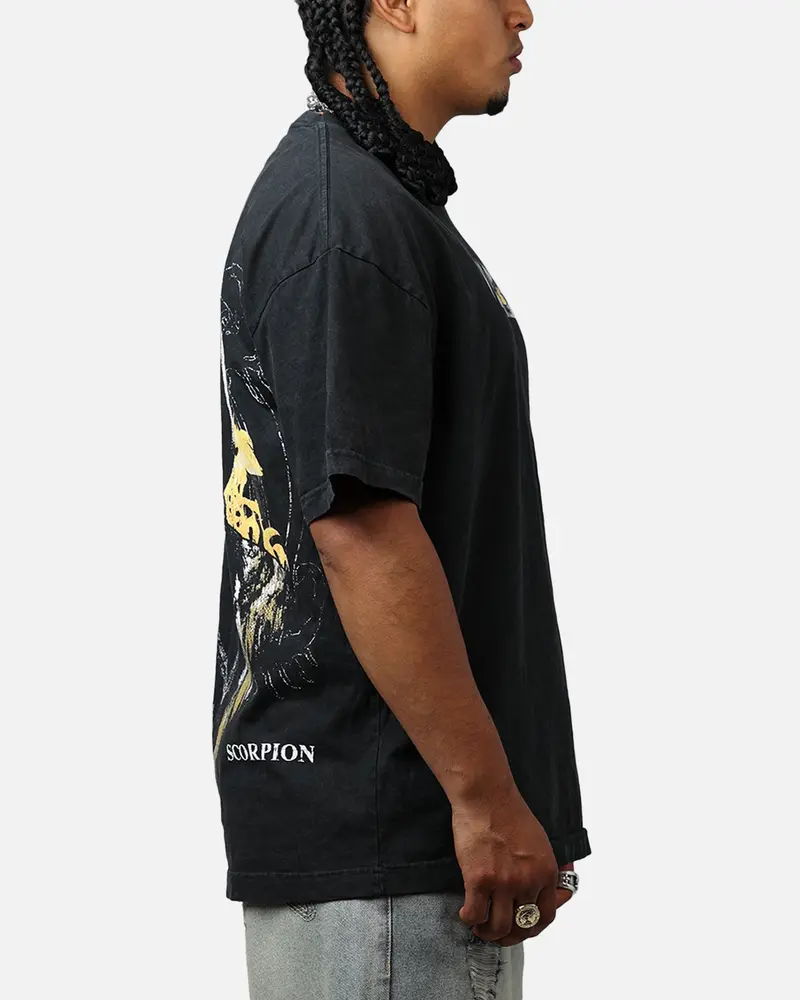 73Studio X Mortal Kombat Scorpion Fire Vintage T-Shirt Black Acidwash 4