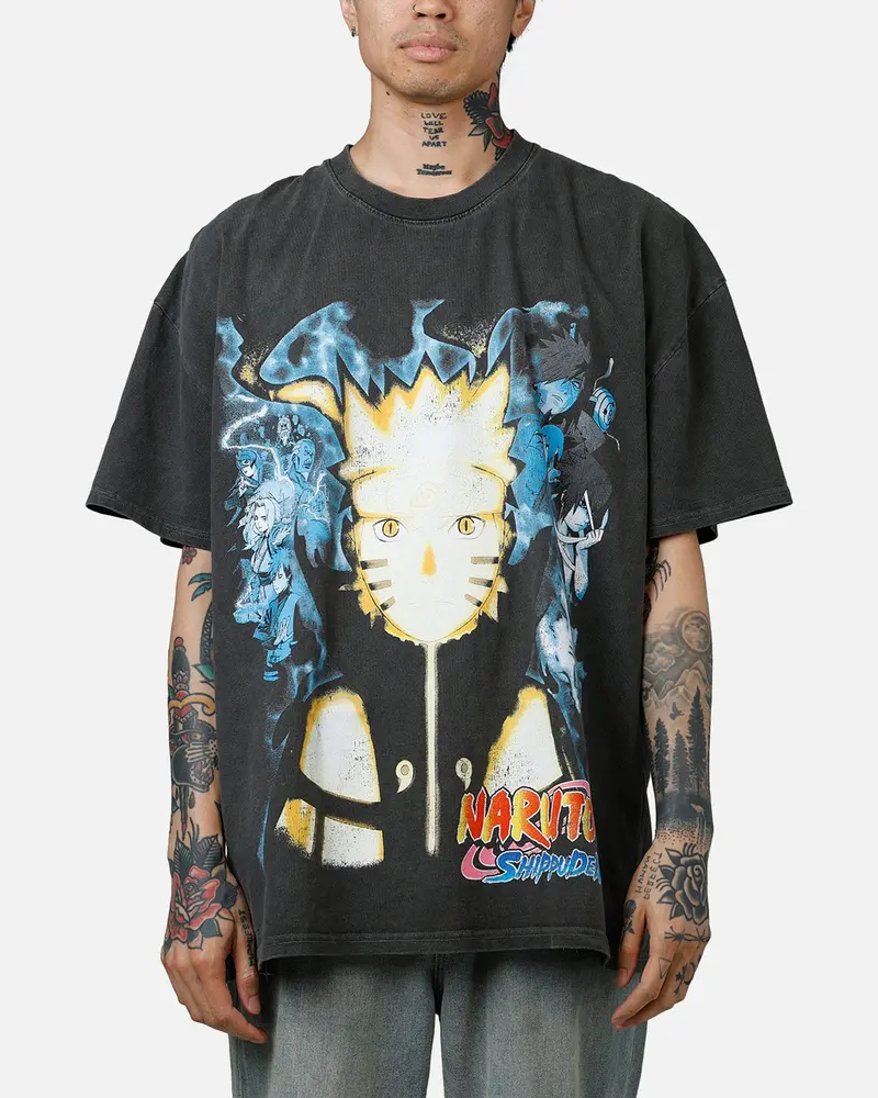 73Studio X Naruto Naruto Shippuden Heavyweight T-Shirt Black Wash 1
