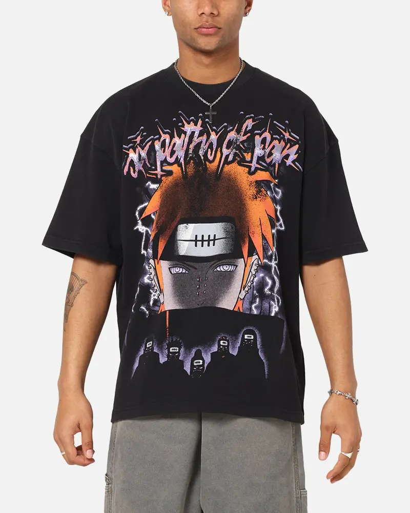 73Studio X Naruto Shippuden Paths Of Pain Vintage T-Shirt Black Acidwash 1