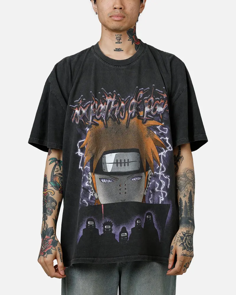 73Studio X Naruto Six Paths Of Pain Heavyweight T-Shirt Black Wash 1
