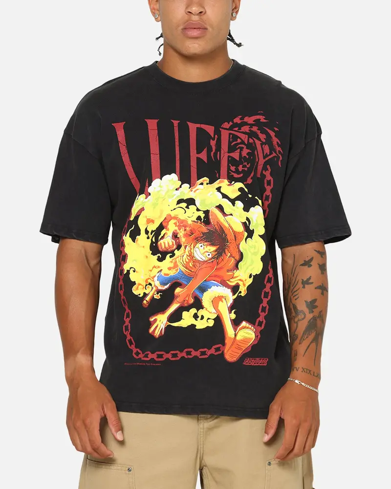 73Studio X One Piece Luffy Vintage T-Shirt Off Black 1
