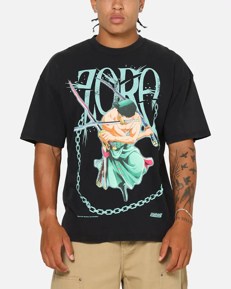 73Studio X One Piece Zoro Vintage T-Shirt Off Black 1