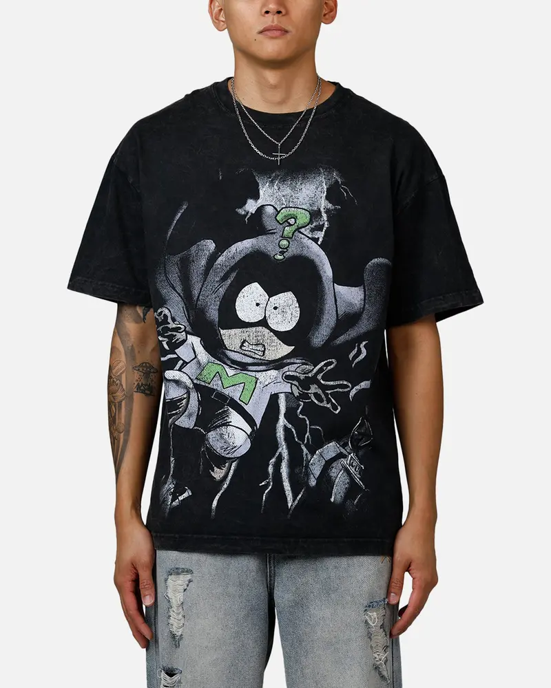 73Studio X South Park Mysterion Heavyweight T-Shirt Black Acidwash 1