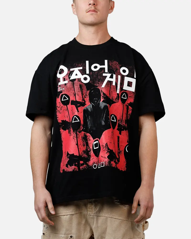 73Studio X Squid Game Masked Men Heavyweight T-Shirt Black 1