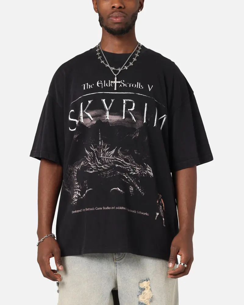 73Studio X The Elder Scrolls V: Skyrim Alduin Vintage T-Shirt Black Acidwash 1