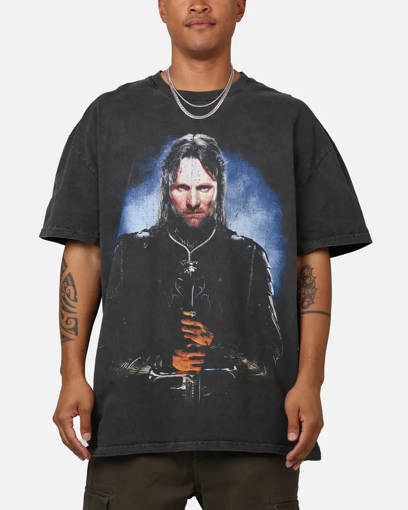 73Studio X The Lord Of The Rings Aragorn Heavyweight Vintage T-Shirt Black Wash 1